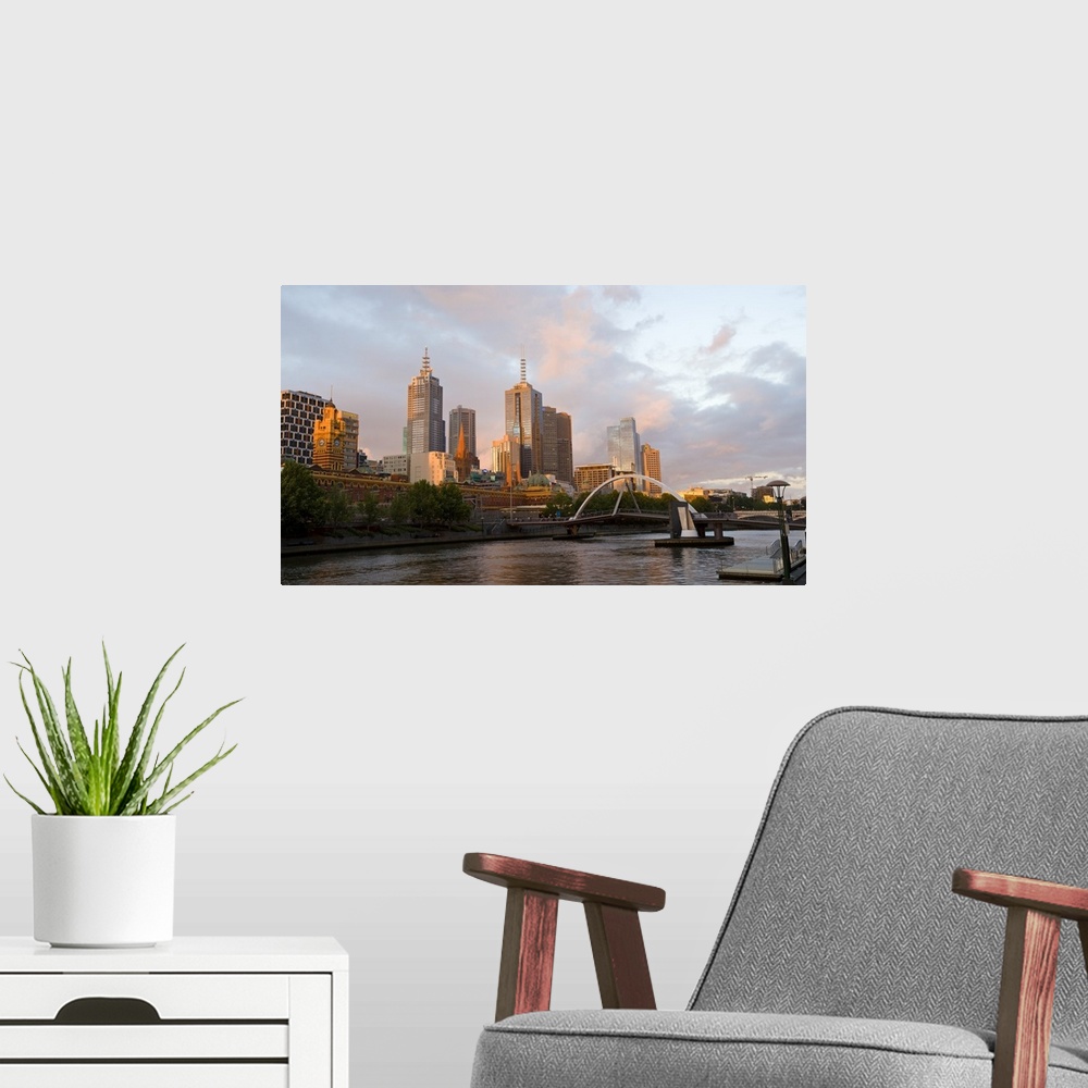 A modern room featuring Buildings at the waterfront Yarra River Melbourne Victoria Australia