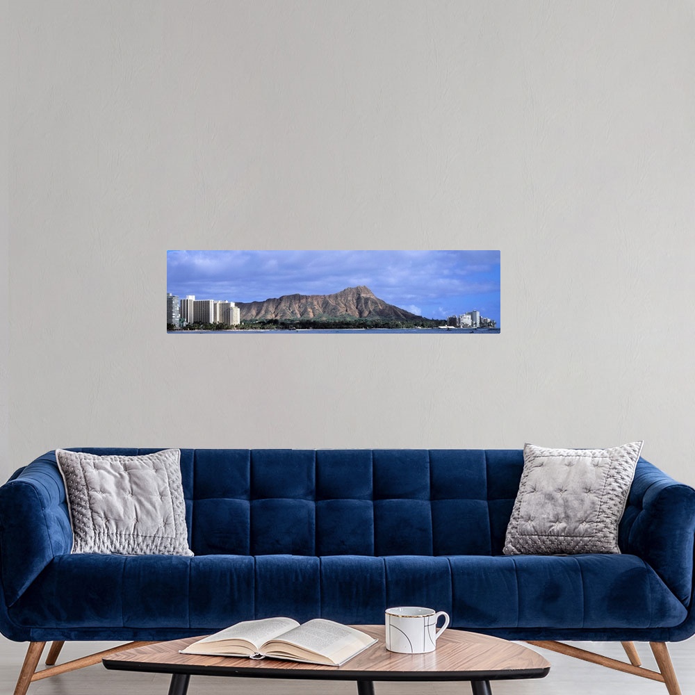 A modern room featuring Buildings with mountain range in the background, Diamond Head, Honolulu, Oahu, Hawaii