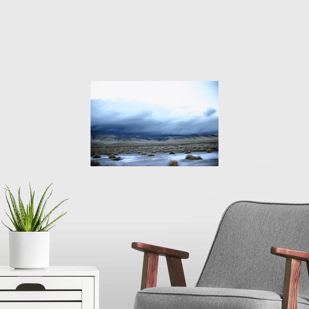 A modern room featuring Clouds over a river, Churchill County, Nevada