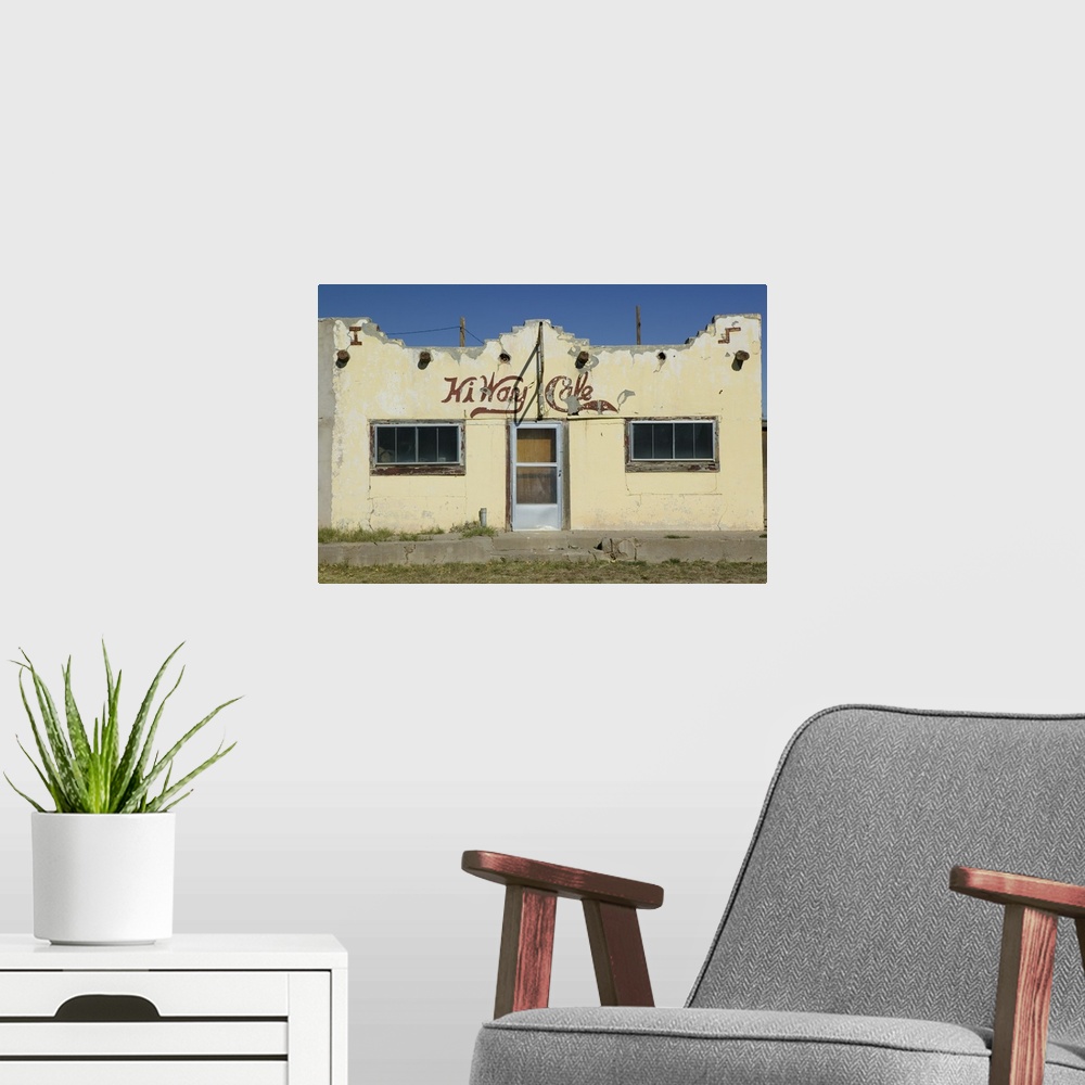 A modern room featuring Facade of a former cafe, Valentine, Jeff Davis County, Texas