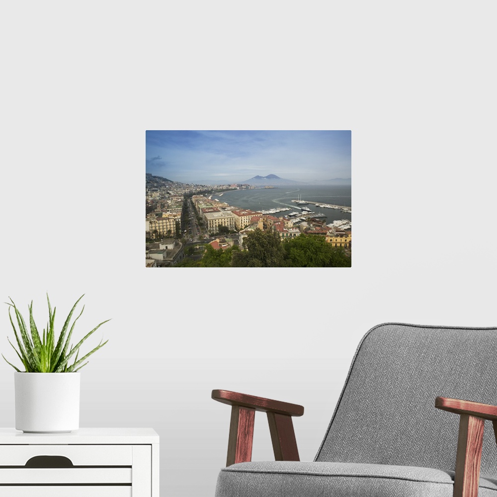 A modern room featuring High angle view of a city, Naples, Campania, Italy