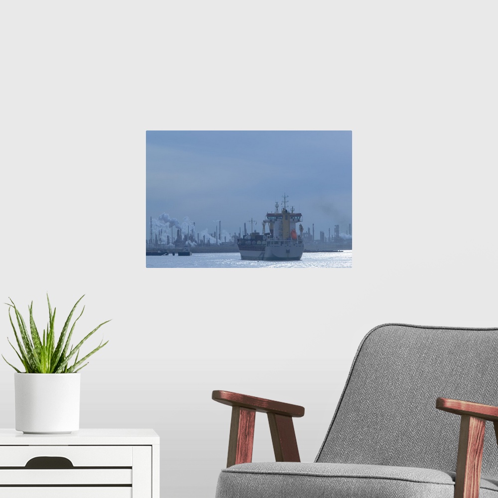 A modern room featuring Industrial ship at a port, Port Of Houston, La Porte, Houston, Texas