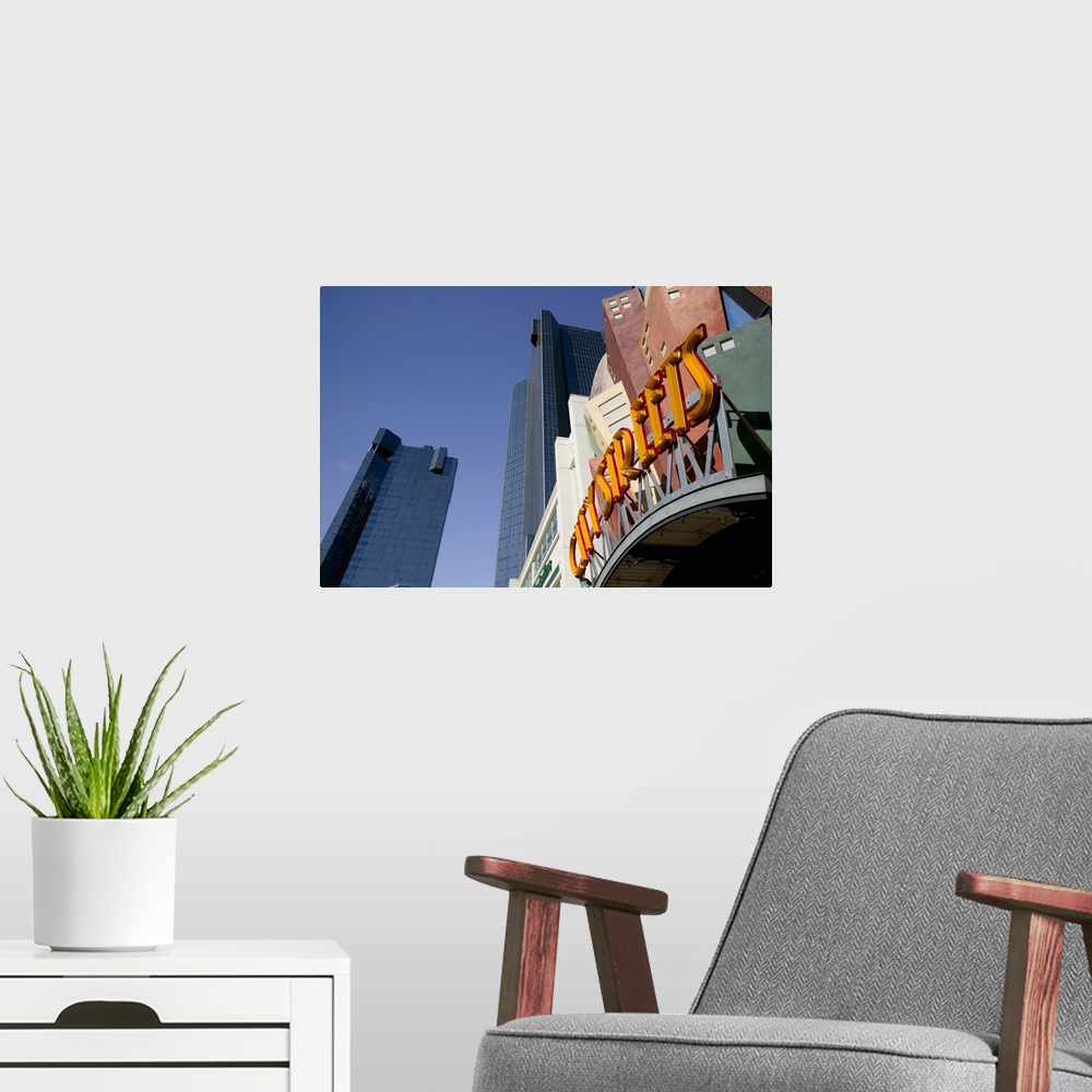 A modern room featuring Low angle view of a building with skyscraper in a city, City Streets, Chase Texas Tower, Fort Wor...