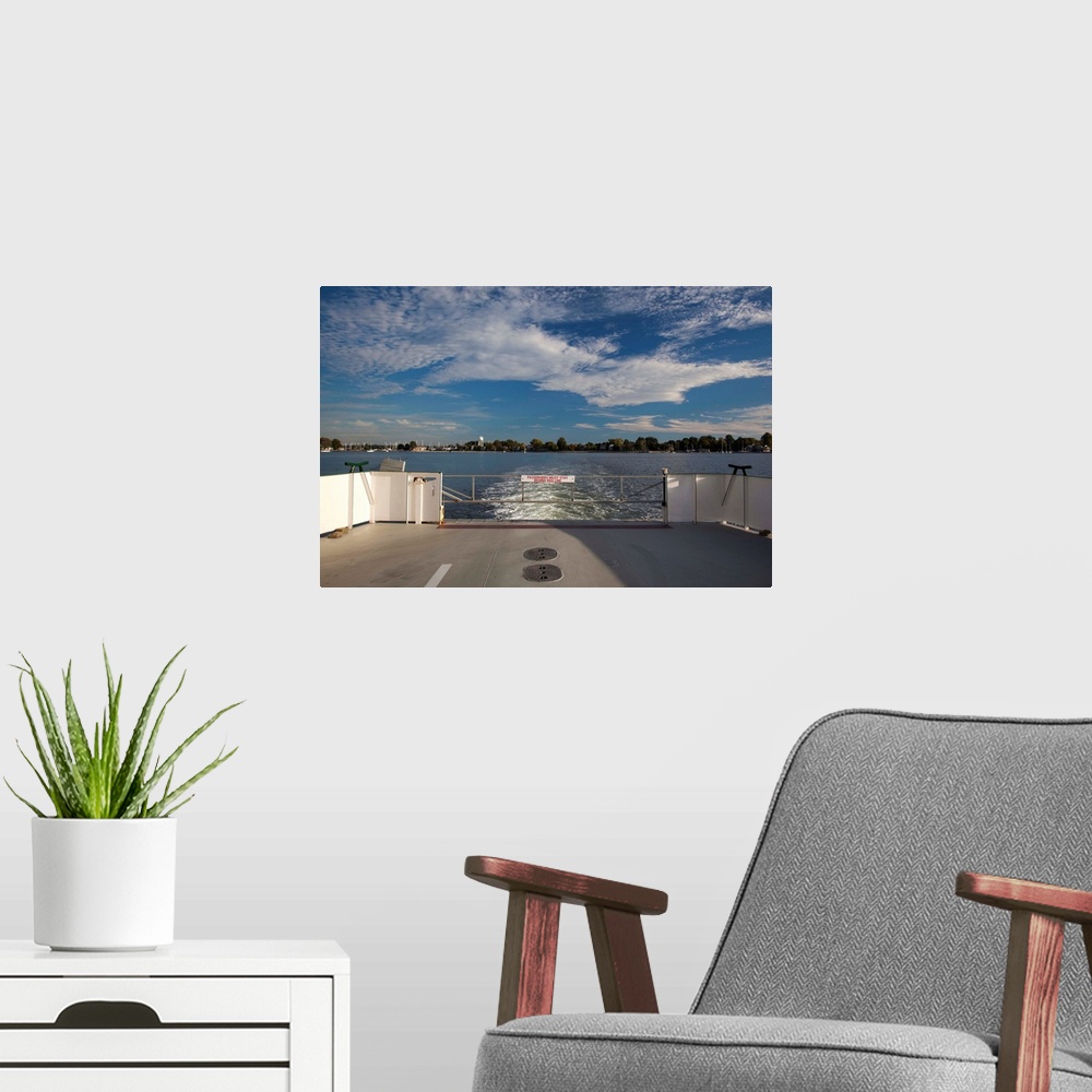 A modern room featuring Oxford-bellevue ferry in the river, Tred Avon River, Oxford, Chesapeake Bay, Maryland, USA