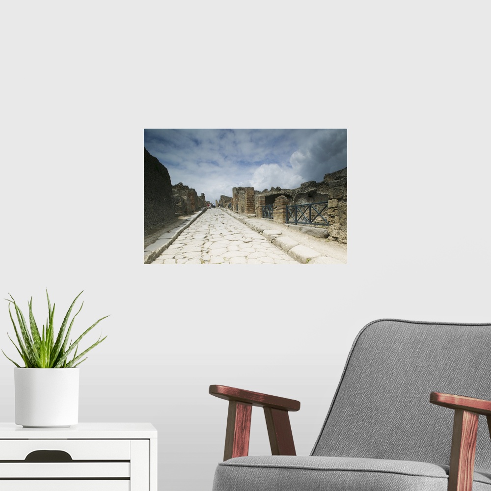 A modern room featuring Tourists at old ruins, Pompeii, Naples, Campania, Italy