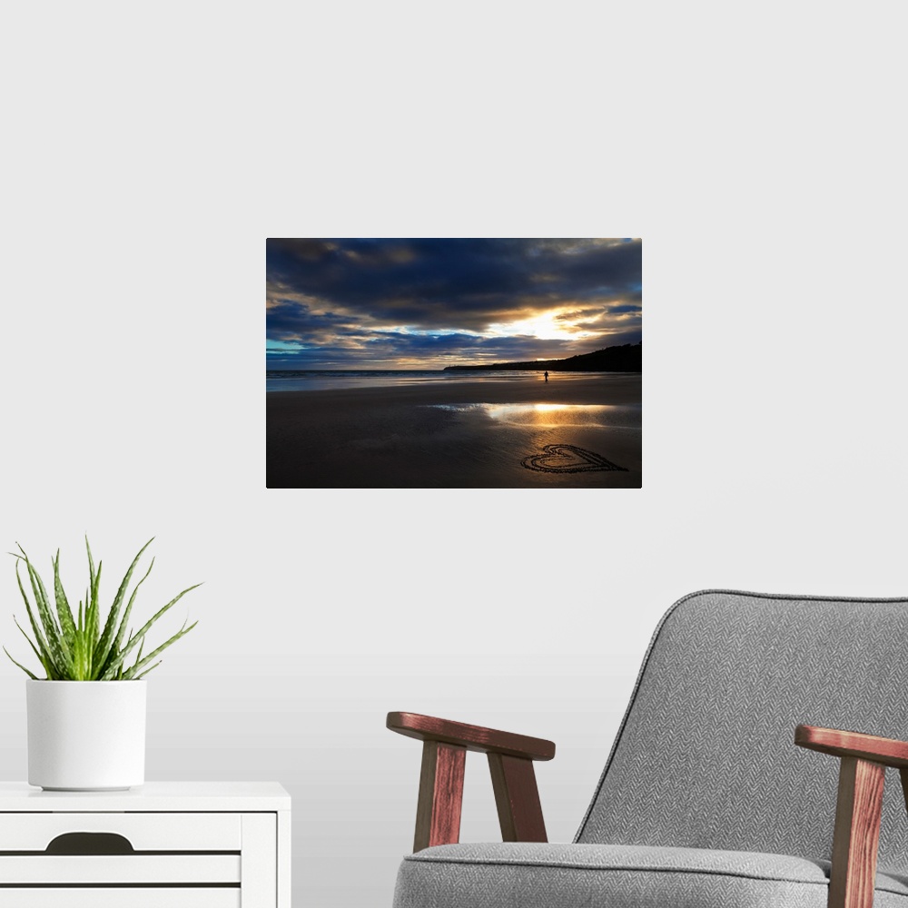 A modern room featuring Tramore Beach at Sunset, County Waterford, Ireland