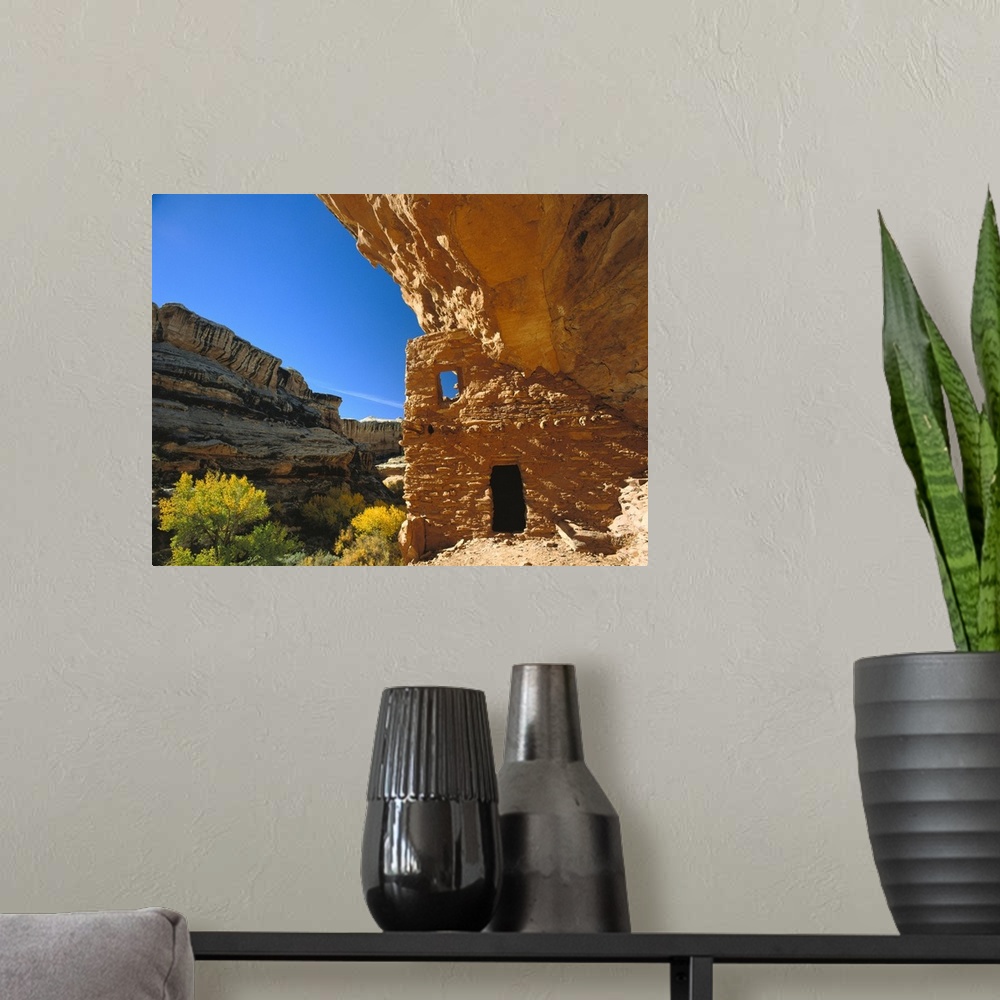 A modern room featuring Utah, Grand Gulch Primitive Area, View of natural rock formations
