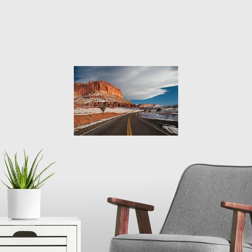 A modern room featuring USA, Utah, Torrey, Capitol Reef National Park, Rt. 24, winter