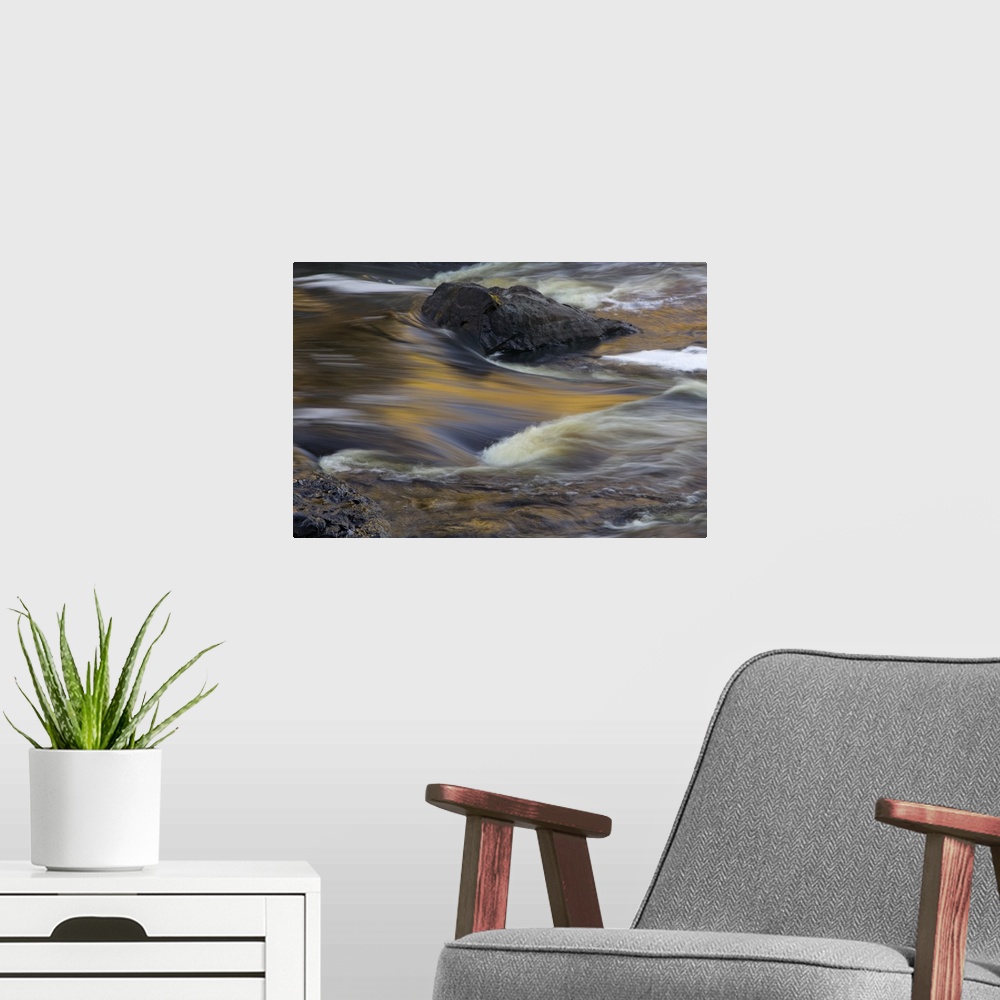 A modern room featuring Water rushing over rocks in Saint Louis River, close up, Jay Cooke State Park, Minnesota