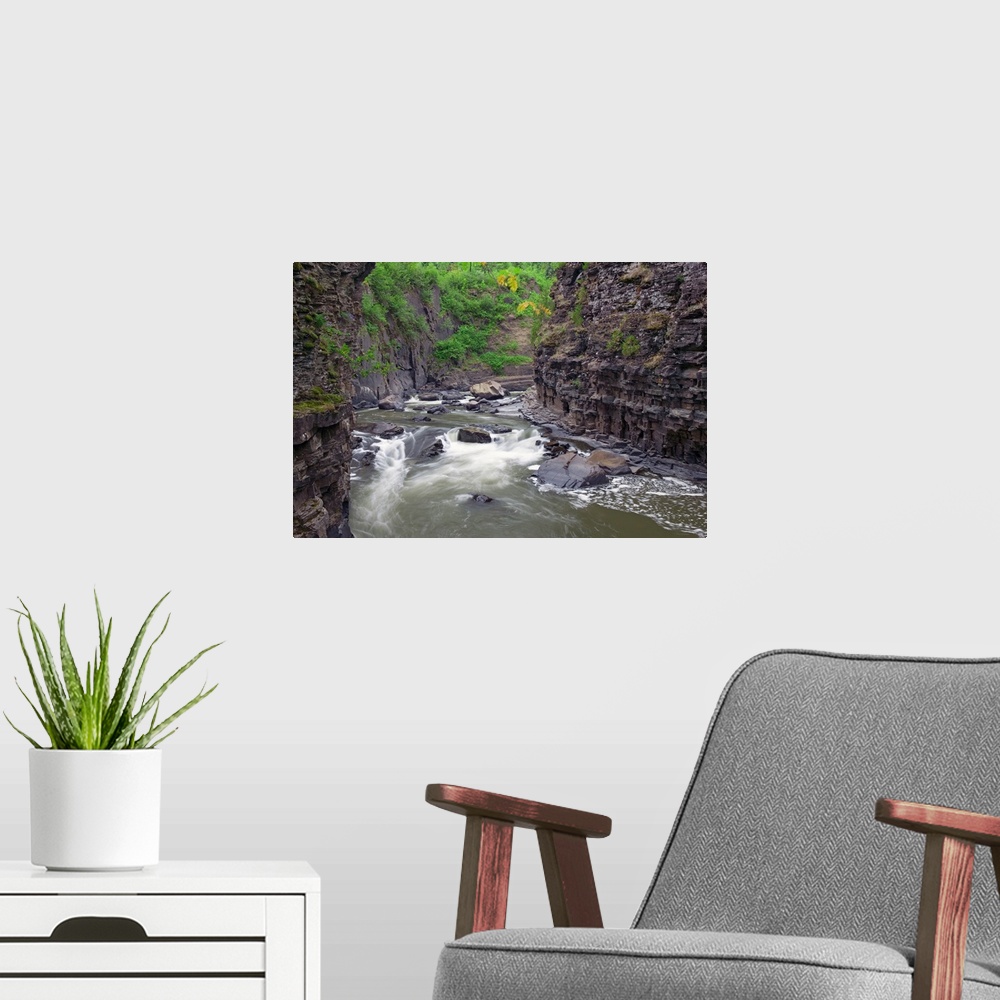 A modern room featuring Water rushing through rocky canyon of Pigeon River, Grand Portage State Park, Minnesota