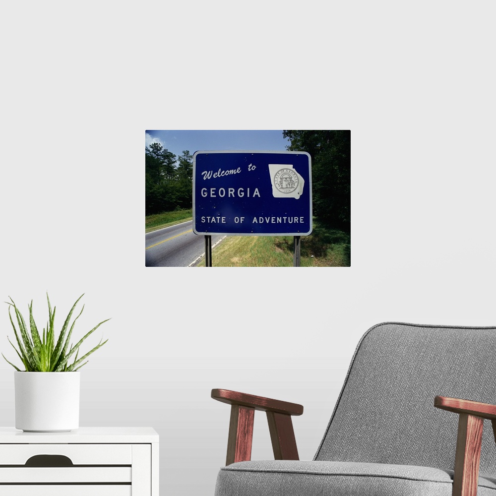 A modern room featuring Welcome to Georgia State Sign GA