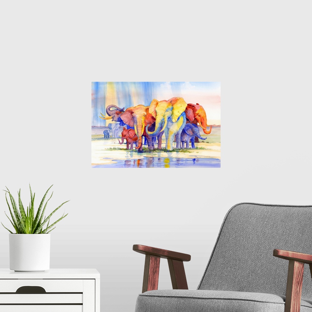 A modern room featuring Colorful Herd