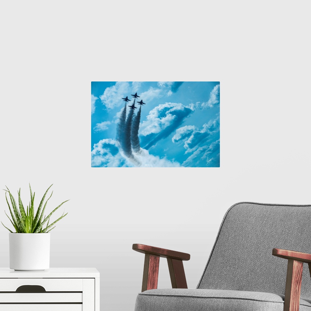 A modern room featuring Making Clouds