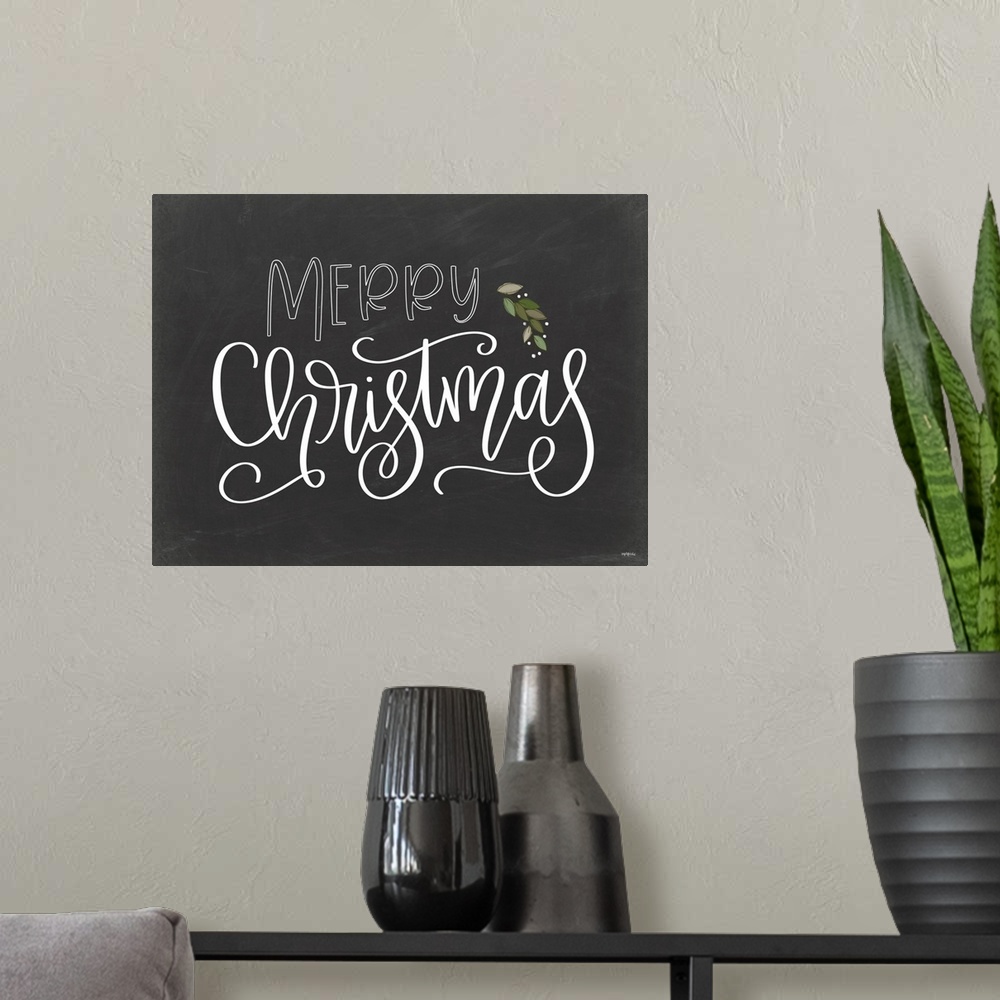 A modern room featuring Merry Christmas Chalkboard