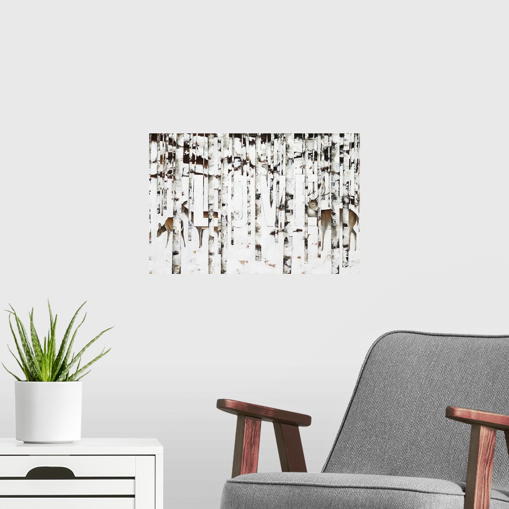 A modern room featuring Love in the Birches