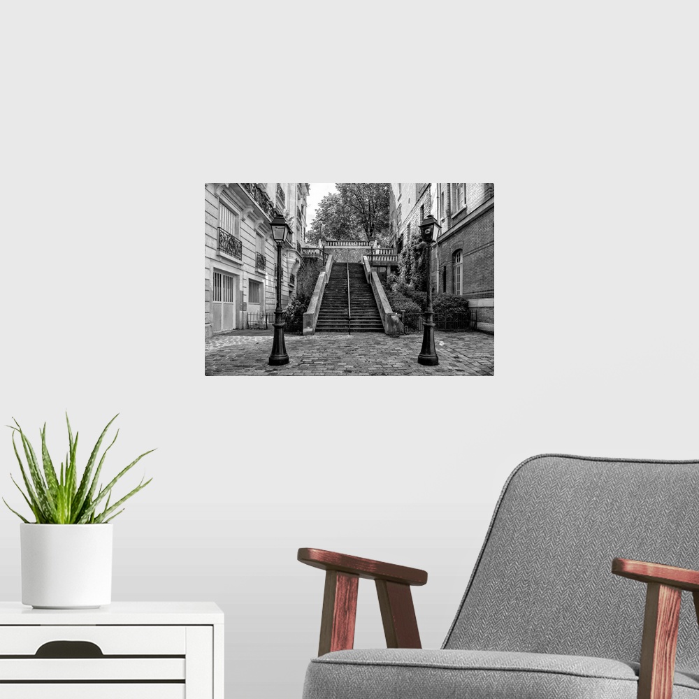 A modern room featuring Travel through the typical streets of Montmartre in Paris, through the lenses of photographer Phi...