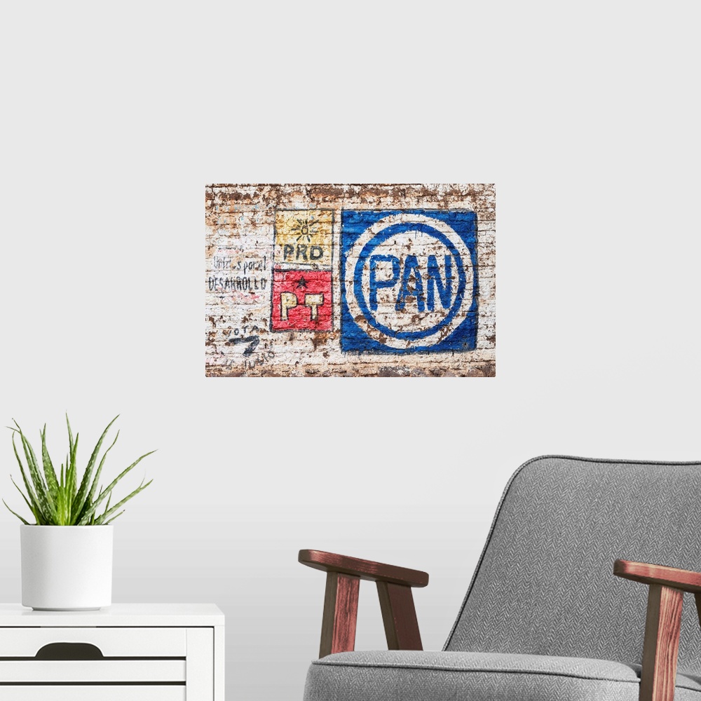 A modern room featuring Photograph of PAN (The National Action Party) street art. From the Viva Mexico Collection.