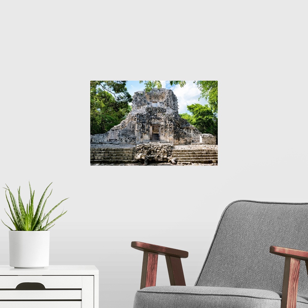 A modern room featuring Photograph of ancient Mayan ruins in Campeche, Mexico. From the Viva Mexico Collection.