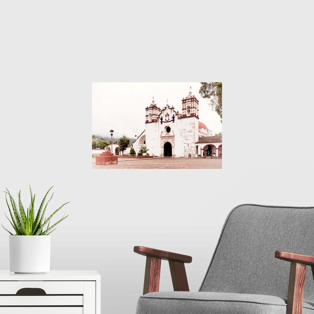 A modern room featuring Photograph of a church in Mexico on an overcast day. From the Viva Mexico Collection.