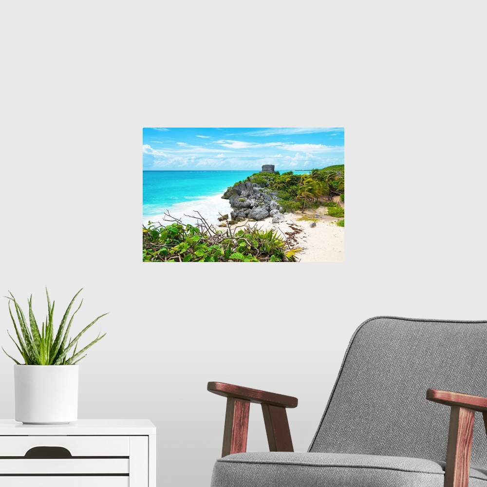 A modern room featuring Photograph the Tulum ruins along the Caribbean coastline, Mexico. From the Viva Mexico Collection.