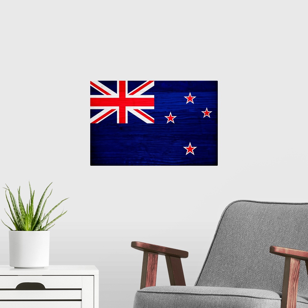 A modern room featuring Flags of the world with a wood grain texture.