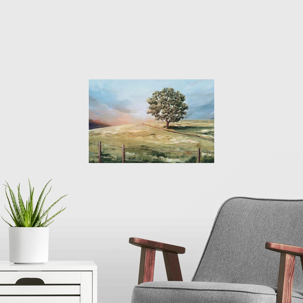 A modern room featuring Sunset Tree