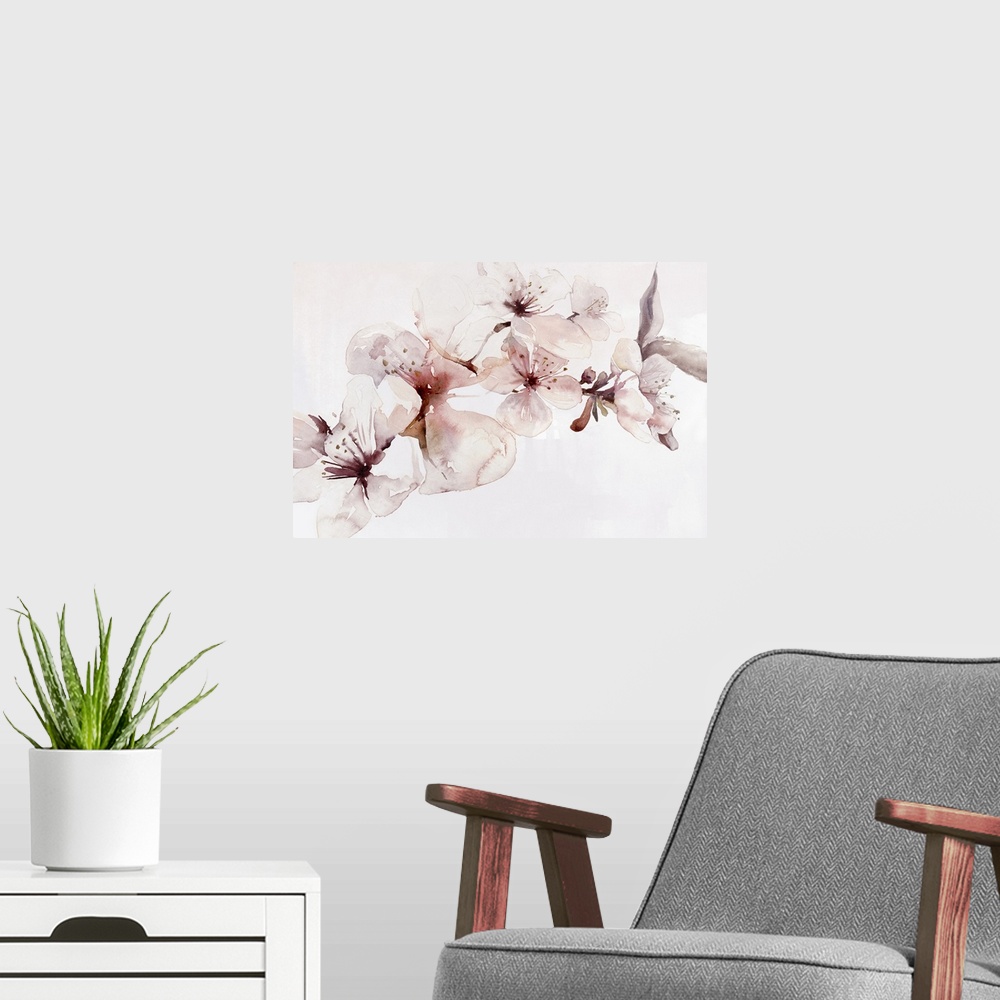 A modern room featuring Watercolor Blossoms I