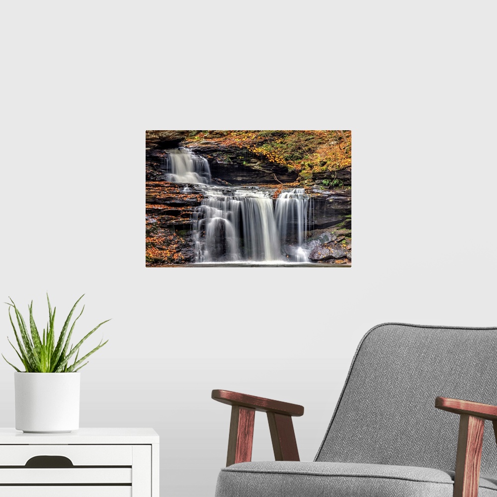 A modern room featuring BF Ricketts Falls at Ricketts Glen State Park, Pennsylvania.