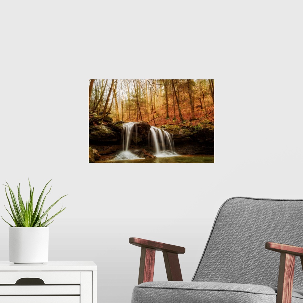 A modern room featuring Debord Falls at Frozen Head State Park in Tennessee.