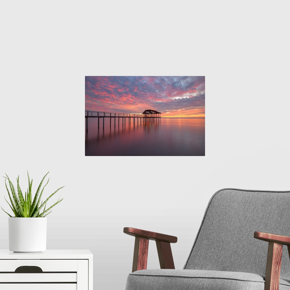 A modern room featuring Jetty Sunset