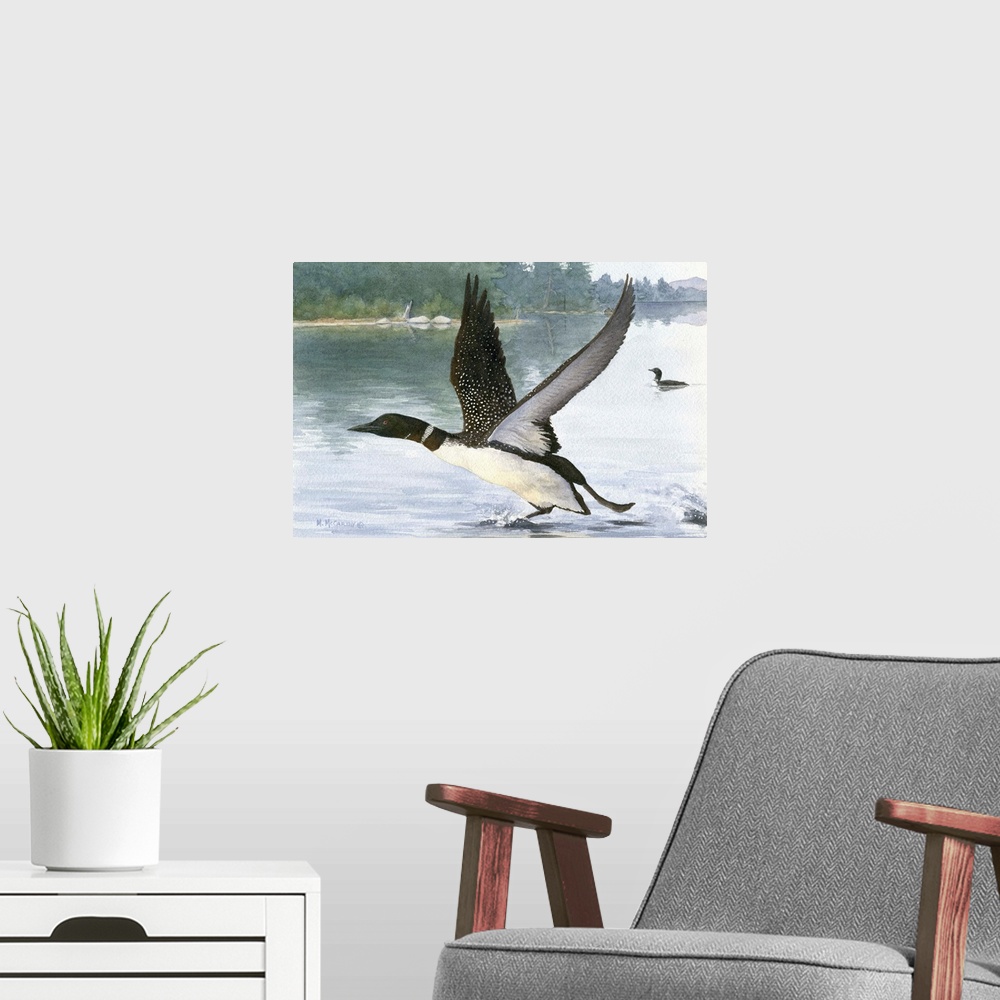 A modern room featuring Loon Take-Off