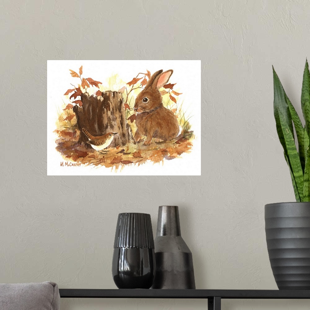 A modern room featuring Wren and Bunny