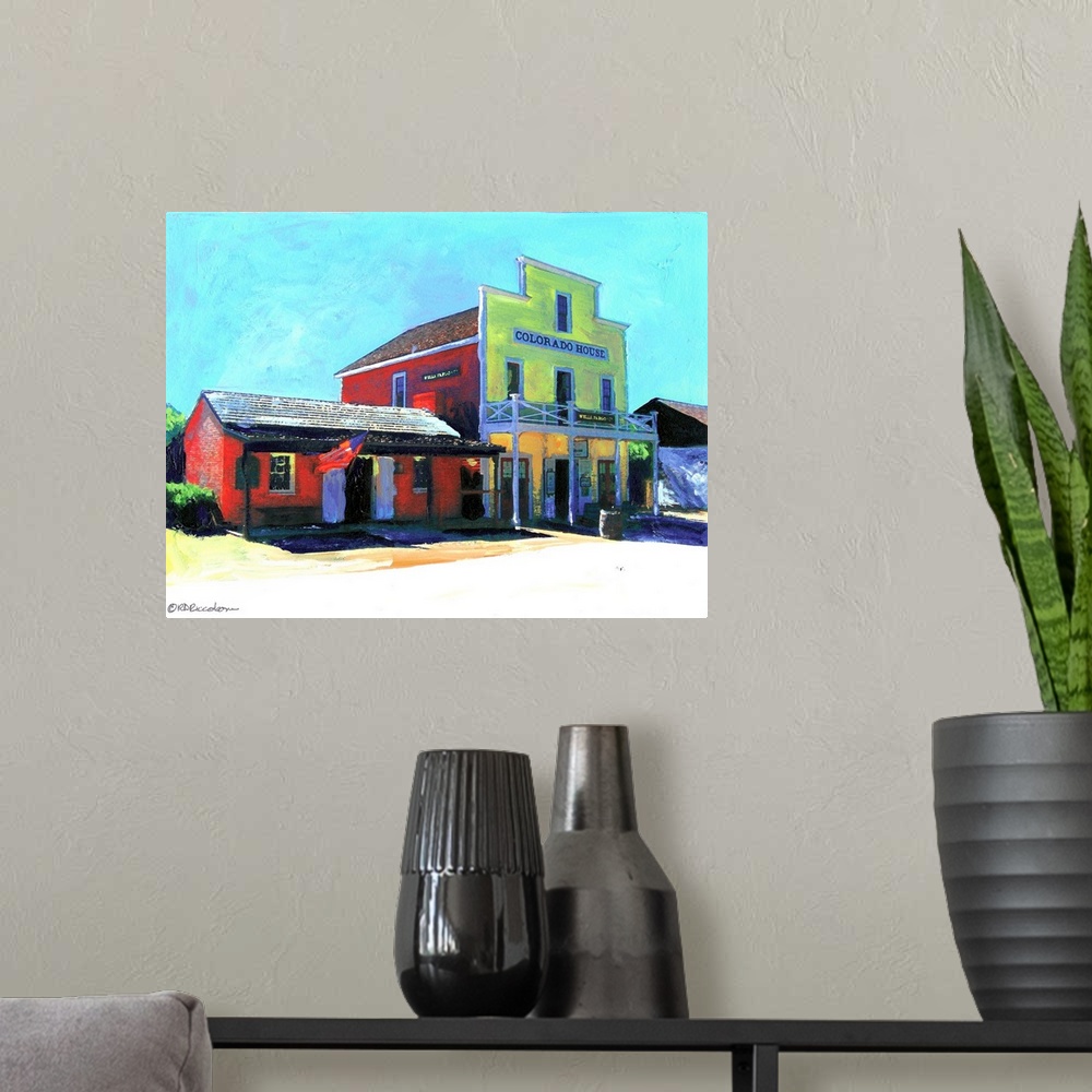 A modern room featuring Painting of Old San Diego, California. This is Old City Court House and The Colorado House. Home ...