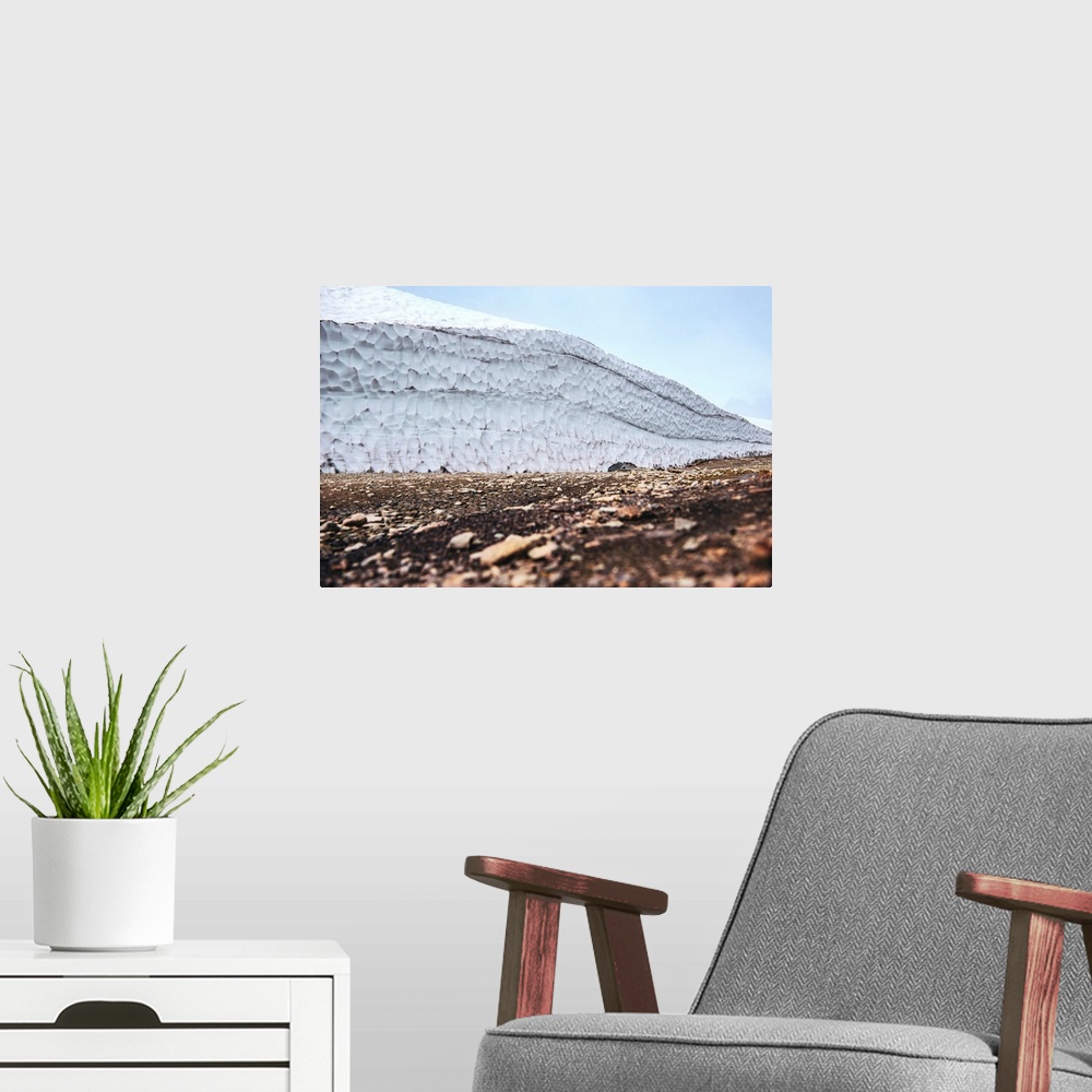 A modern room featuring Abstract snowbank on Whistler Mountain in British Columbia, Canada.