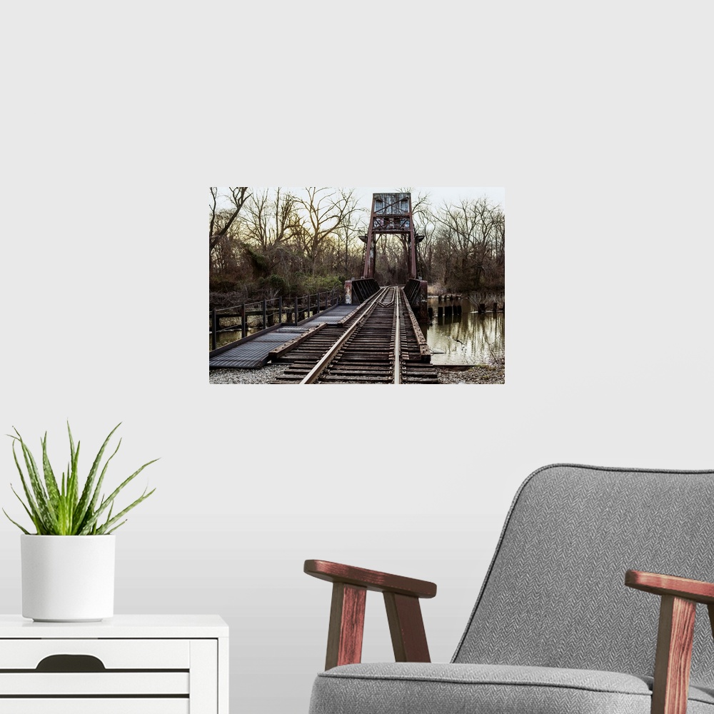 A modern room featuring Antique Railroad Bridge in Richmond, Virginia