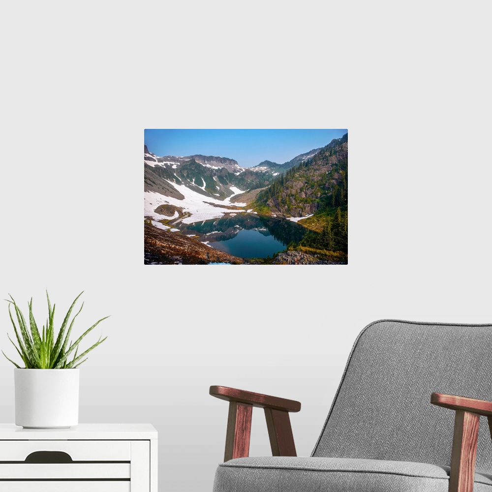 A modern room featuring View of Baker Lakes In Mount Baker Wilderness, Washington.