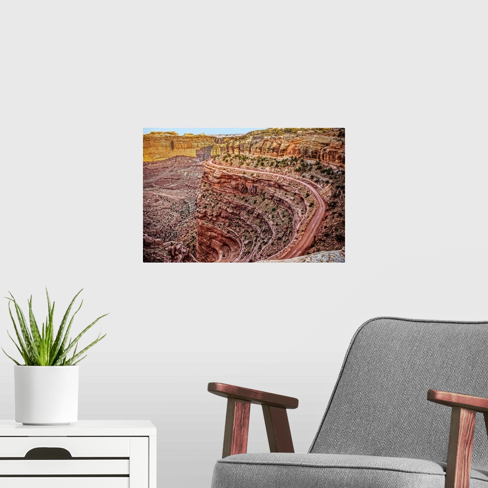 A modern room featuring View of a rocky canyon surface at Canyonlands National Park in Utah.