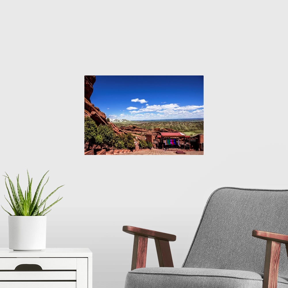 A modern room featuring View of Colorado's great plains from Red Rocks Amphitheater.