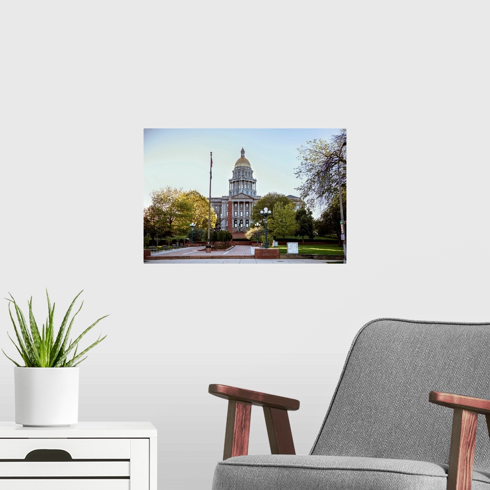 A modern room featuring Photo of Colorado State Capitol building in Denver, Colorado.