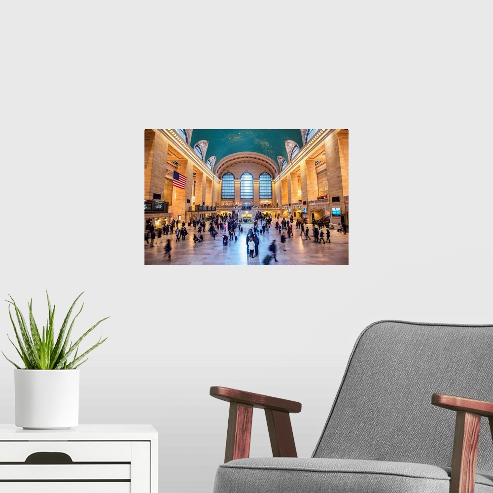 A modern room featuring Interior view of Grand Central Terminal in New York City.