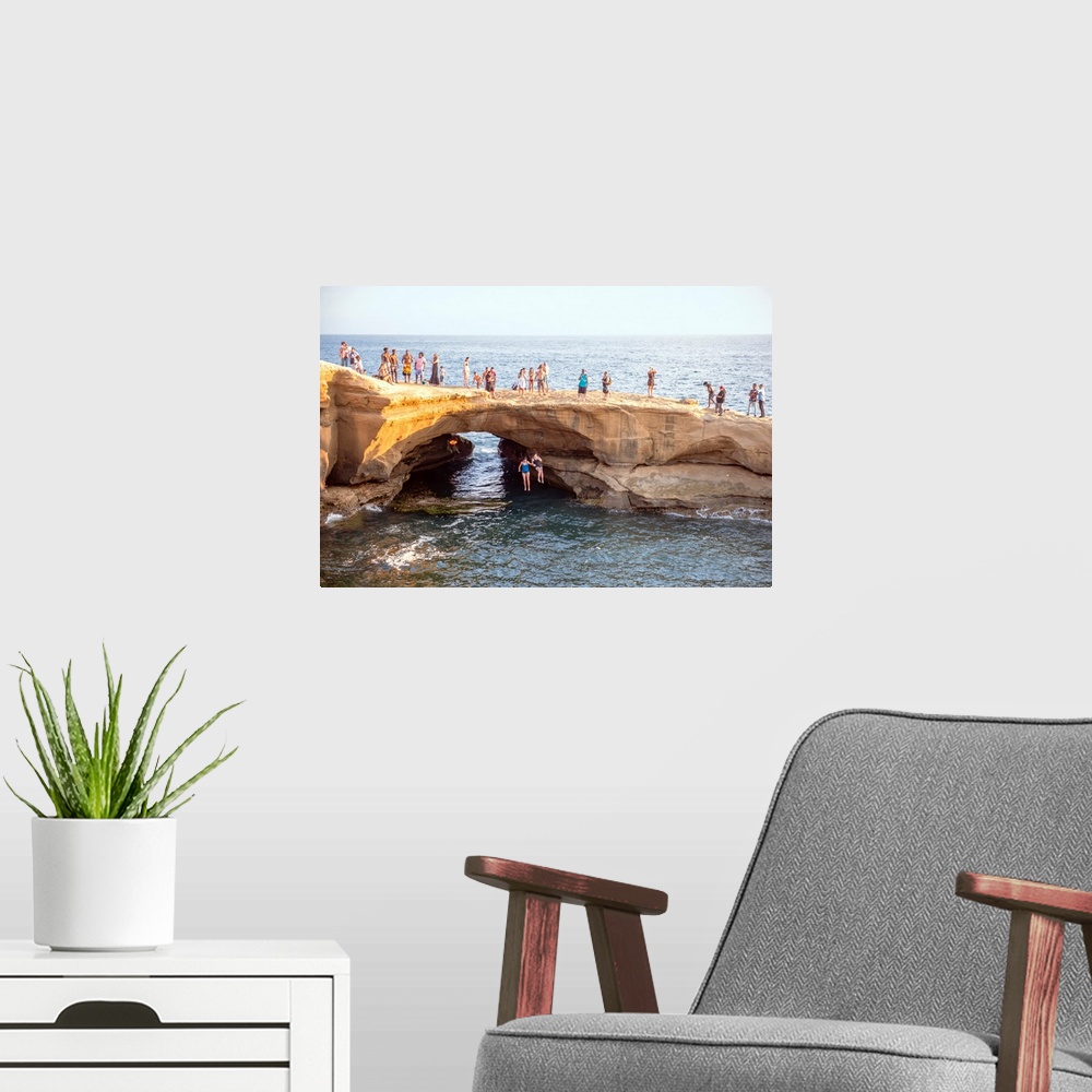 A modern room featuring The Sunset Cliffs in San Diego are known for their picturesque landscape and are popular for clif...