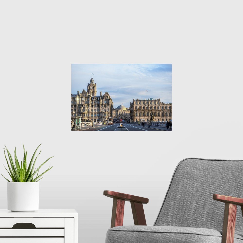 A modern room featuring Photograph of the luxurious Balmoral Hotel in Edinburgh, Scotland, UK