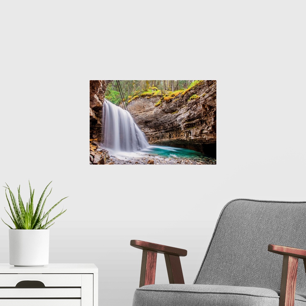 A modern room featuring Waterfall at Johnston Canyon in Banff National Park, Alberta, Canada.