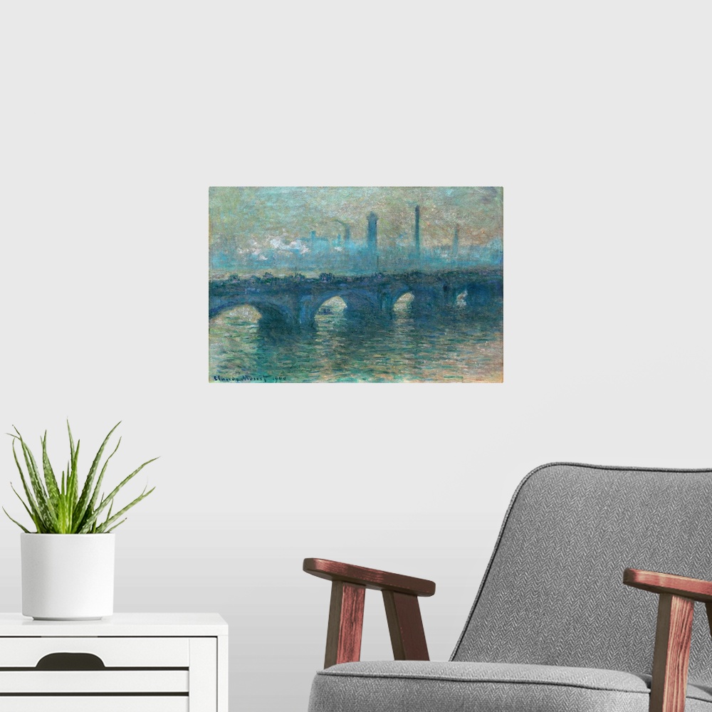 A modern room featuring If not for the fog, Claude Monet once remarked, "London wouldn't be a beautiful city. It's the fo...