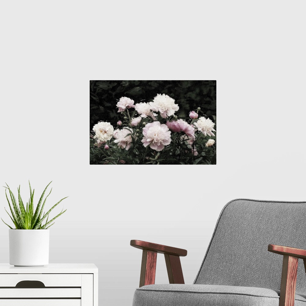 A modern room featuring Peony Poetry II