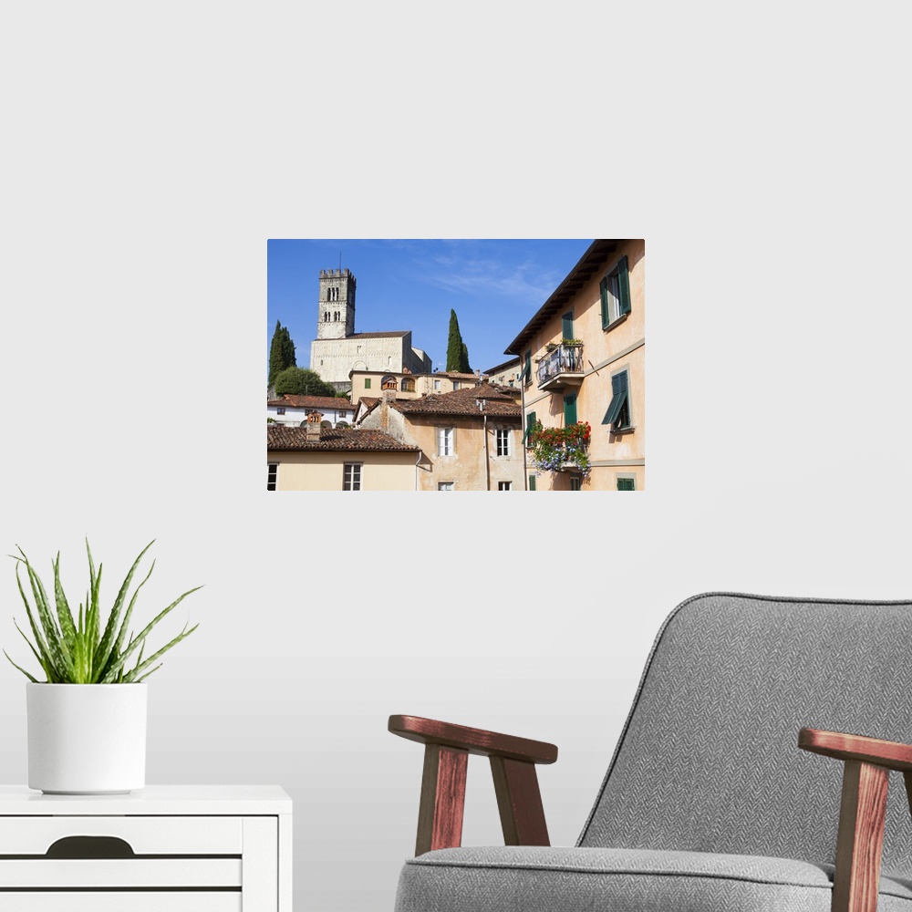 A modern room featuring Barga Cathedral, Barga, Tuscany, Italy