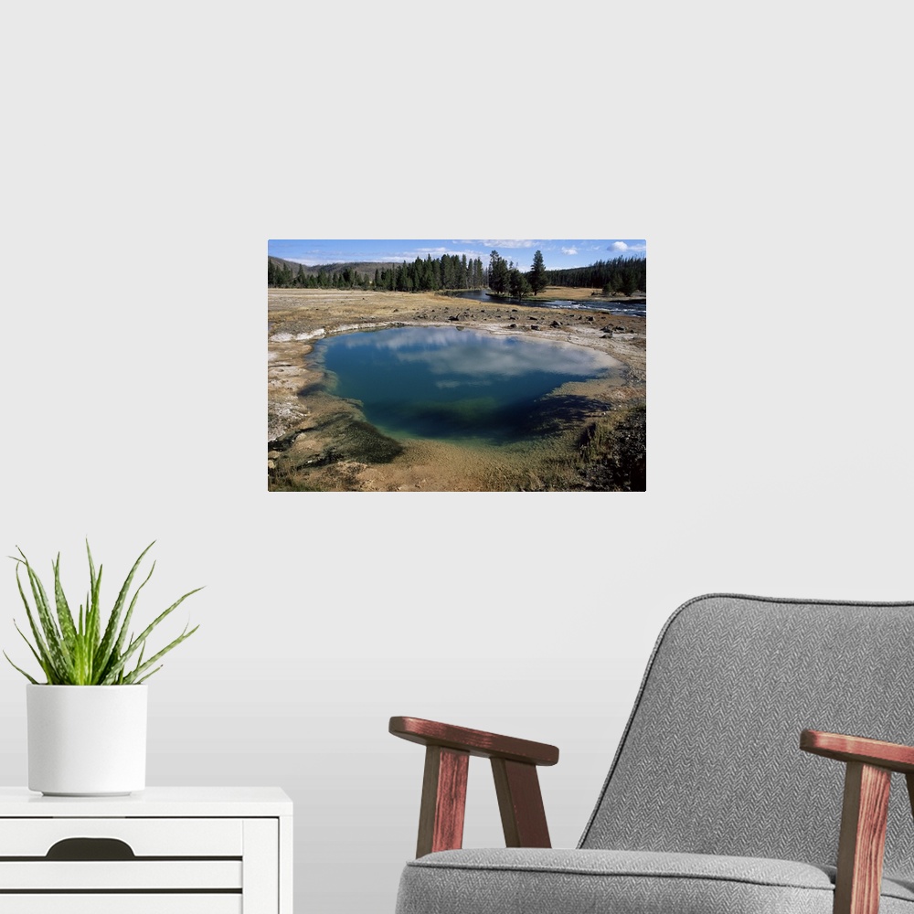 A modern room featuring Black Opal Spring, Biscuit Basin, Yellowstone National Park, Wyoming, USA