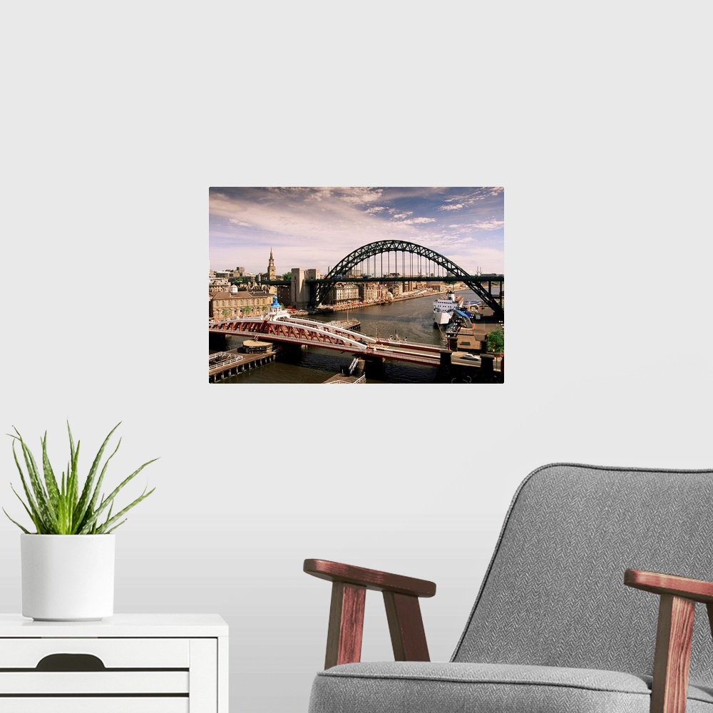 A modern room featuring Bridges across the River Tyne, Newcastle-upon-Tyne, England