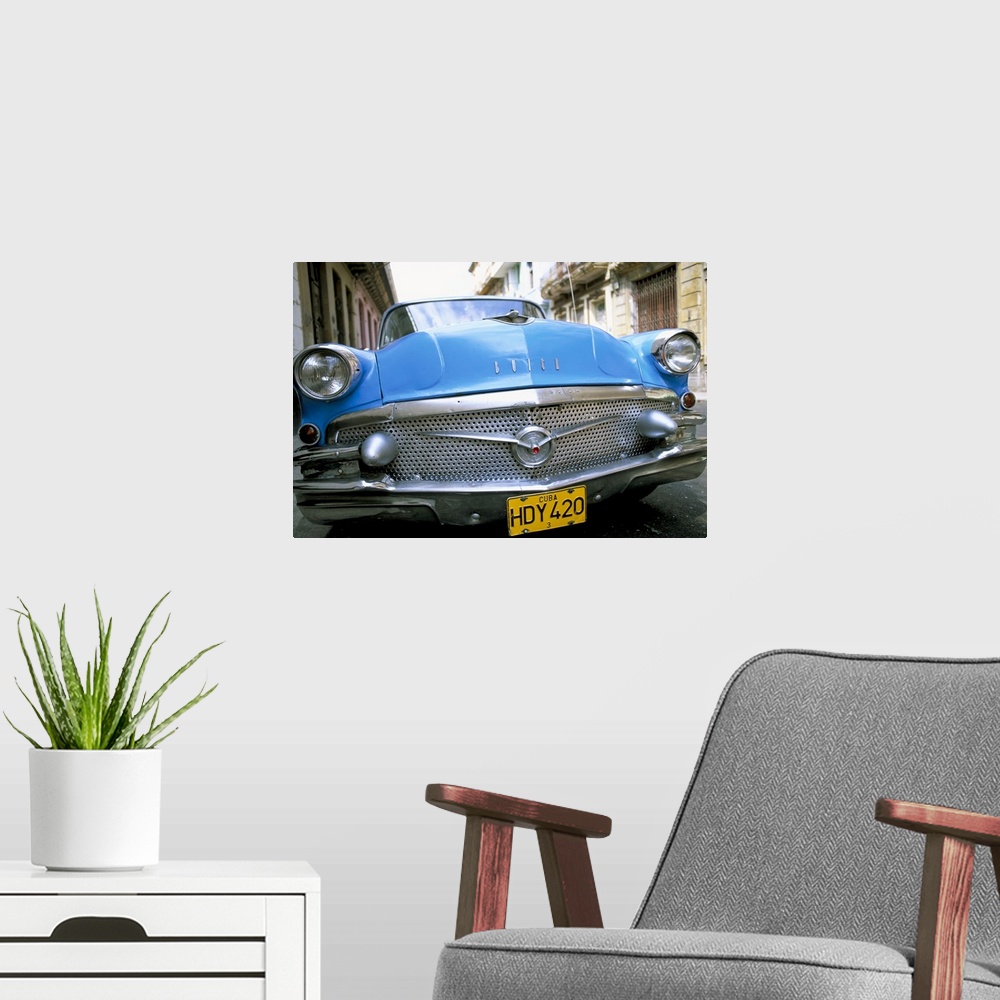 A modern room featuring Buick, old American car, Havana, Cuba, West Indies, Central America