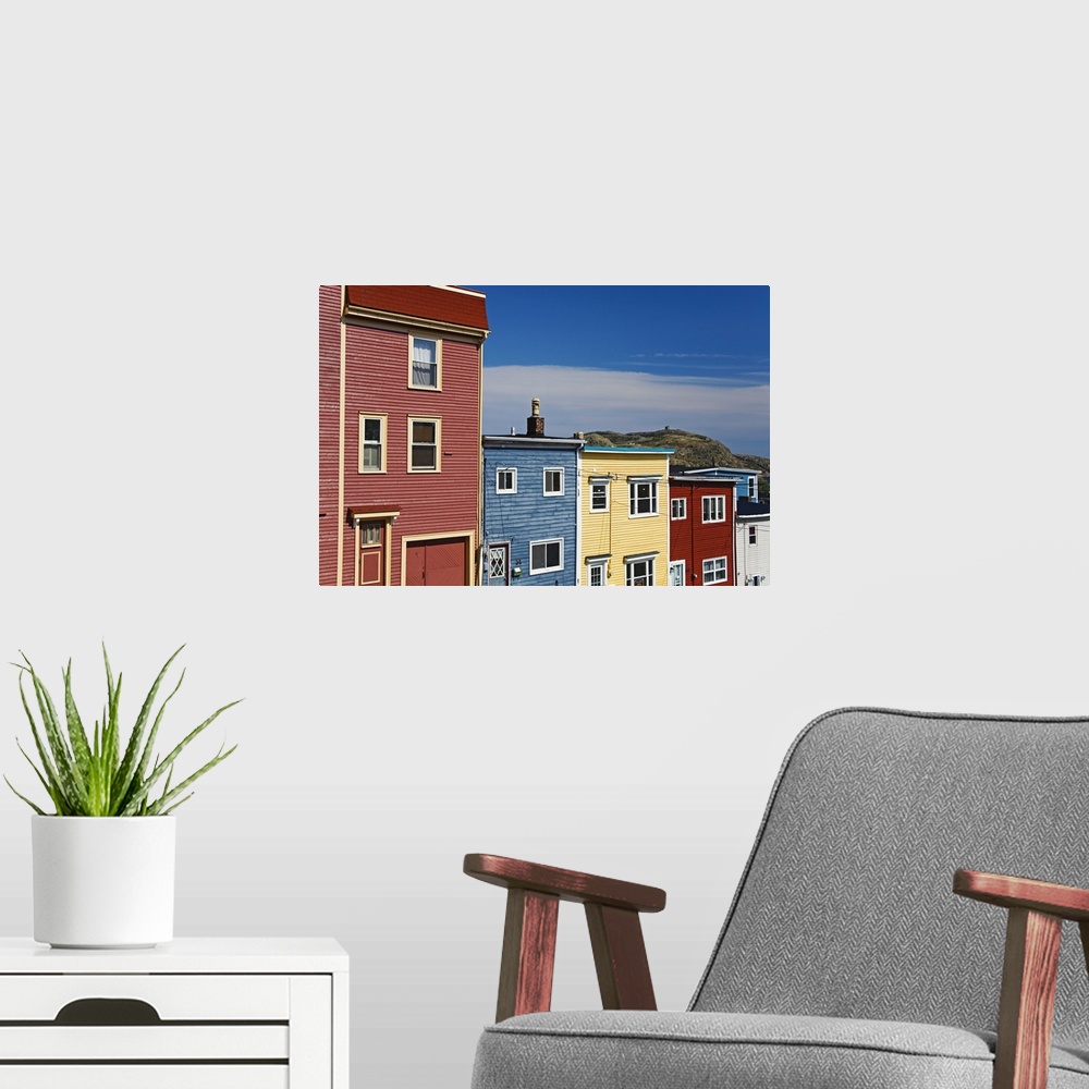 A modern room featuring Colourful houses in St. John's City, Newfoundland, Canada